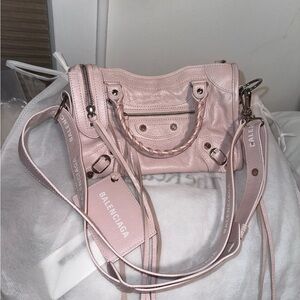 Balenciaga motocross classic city bag mini baby pink
